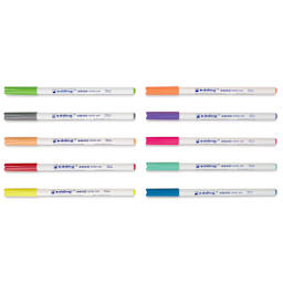 Edding 4600 Textile Pens - Fun, Set of 10, markers laid out with caps on