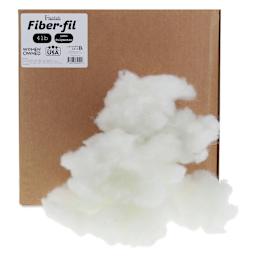 Essentials by Leisure Arts Fiber-fil Polyester Stuffing - 4 lb, fiber in front of the packaging