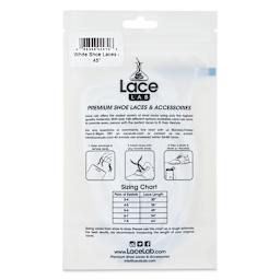 Angelus Lace Lab Flat Colored Shoe Laces - White, back of the packaging