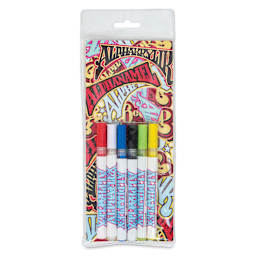 Alpha6 AlphaFlex Textile and Leather Paint Markers - Assorted Colors, 1 mm, Set of 6 front of packaging