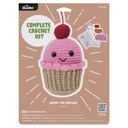 Bucilla Acrylic Yarn Amigurumi Crochet Kit - Sherry the Cupcake, 3" x 5" x 3" - front of packaging