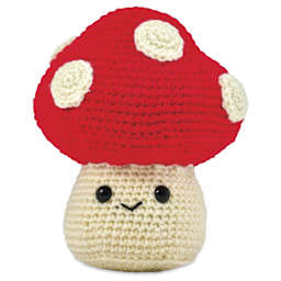 Bucilla Acrylic Yarn Amigurumi Crochet Kit - Junoh the Mushroom, 5.5" x 4" x 4" - finished