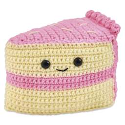 Bucilla Acrylic Yarn Amigurumi Crochet Kit - Cate the Cake, 4" x 3.5" x 2.5" - finished
