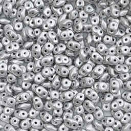 John Bead Czech Glass SuperDuo Two-Hole Beads - Dural, Metallic Matte, 22 g vial