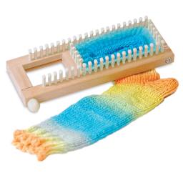 KB Sock Loom 2 - Loom with colorful sock in work
