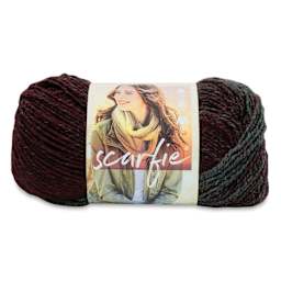 Lion Brand Scarfie Yarn - Claret/Oxford, 312 yds