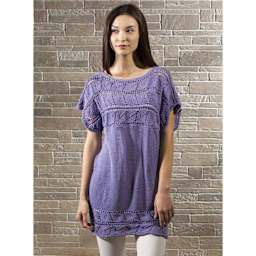 Premier Yarn Cotton Fair Yarn, adult wearing boat neck tunic made of yarn