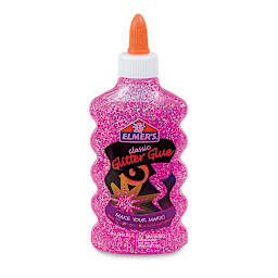 Elmer's Glitter Glue - Front view of Pink, 6 oz Bottle
