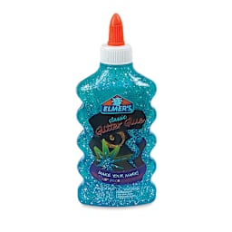 Elmer's Glitter Glue - Front view of Blue, 6 oz Bottle