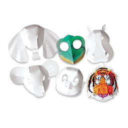 Wild Animal Fold-Up Mask Classpack - Included Animal Masks shown with two painted