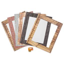 Flycatcher smART Sketcher Historic Architecture Set, included paper frames and SD card laid out. 