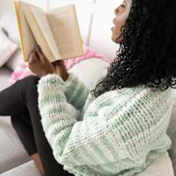 Lion Brand Cover Story Chainette Yarn finished sweater example