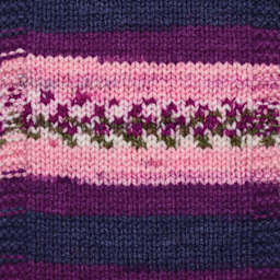Premier Yarn Bloom Chunky Yarn - Pansy, 109 yds showing knitted pattern example