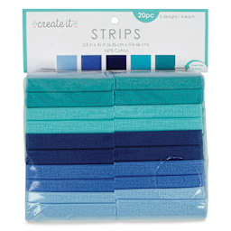 Create It Fabric Strips - Pkg of 20, Solid Blues, 2.5" x 42" front of packaging