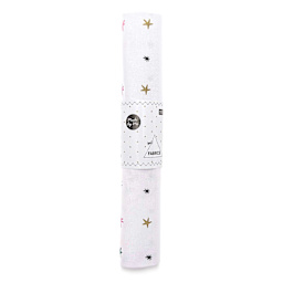 Rico Design Printed Cotton Fabric - Gold and Neon Stars, 50 cm x 140 cm in packaging
