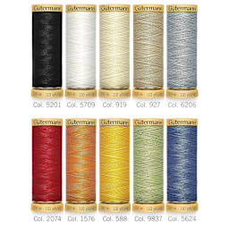 Gutermann Natural Cotton 50 Sewing Thread - Set of 10, Basic Shades, 109 yds