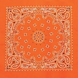 Hav-A-Hank Novelty Bandana - Neon Orange Paisley, 22" W x 22" L