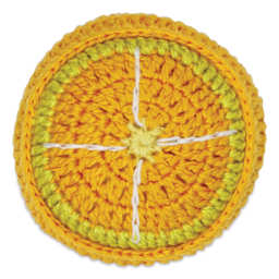 Prym Love Fruit Pin Cushion Pattern Weight - Orange, 0.8 oz (Top-down view of orange pin cushion)