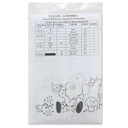 Design Works Stamped For Embroidery Pillowcase - Gnomes, Pkg of 2, back of the packaging