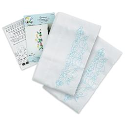 Design Works Stamped For Embroidery Pillowcase - Gnomes, Pkg of 2, contents laid out