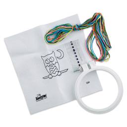 Design Works Thread Punch Needle Kit - Owl, contents laid out