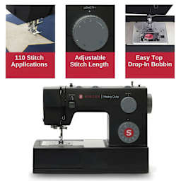 110 Stitch Applications, Adjustable Stitch Length, Easy Top Drop-In Bobbin