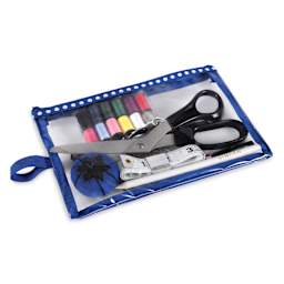 Singer Beginner's Deluxe Sewing Kit contents inside of included pouch