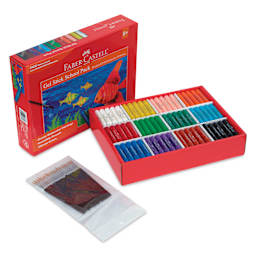 Faber-Castell Gel Sticks -  Set of 260, showing Assorted gel sticks and brushes