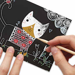 Ooly Scratch and Scribble Mini Scratch Art Kit - Hands scratching card from Cutie Cats package