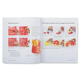Painted Botanical Collage Book - inside pages showing instructions to make collage petals