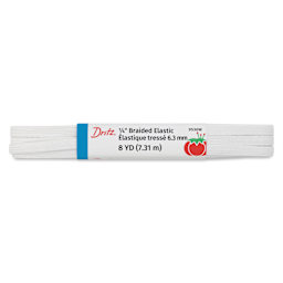 Dritz Braided Elastic - White, 1/4" X 8 yds with packaging