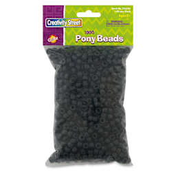 Creativity Street Plastic Pony Beads - Black, Pkg of 1000, front of the packaging