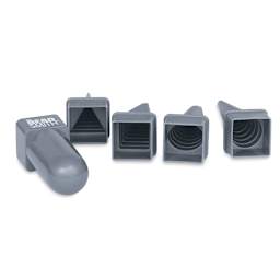 Beadsmith Mandrels - End view of 4 Mandrels showing different shapes, with handle