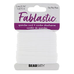 Fablastic Flat Stretch Cord - White, 5 mm W x 5 yds L