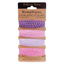 Hemptique Baker's Twine Card - 120 ft, Raspberry Sorbet