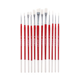 Hello Artist White Taklon Short Handle Brushes, Set of 12