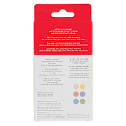 Hello Artist Acrylic Paint Sets - Set of 6, Pastel Colors, back of packaging