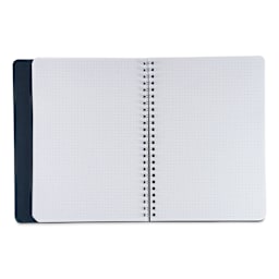 Fabriano Ecoqua Plus Hidden Spiral-Bound Notebook - Black, 8-1/4" x 5-4/5". Dot Grid, open