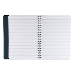 Fabriano Ecoqua Plus Hidden Spiral-Bound Notebook - Black, 8-1/4" x 5-4/5". Ruled, open
