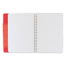 Fabriano Ecoqua Plus Hidden Spiral-Bound Notebook - Red, 8-1/4" x 5-4/5", Dot Grid, open