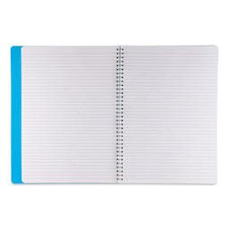 Fabriano Ecoqua Plus Hidden Spiral-Bound Notebook - Turquoise, 8-1/4" x 5-4/5", Ruled, open