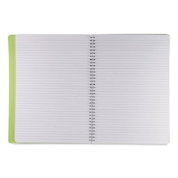 Fabriano Ecoqua Plus Hidden Spiral-Bound Notebook - Lime, 11-7/10" x 8-1/4", Ruled, open