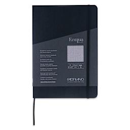 Fabriano EcoQua Plus Stitch-Bound Notebook - Black, 5-4/5" x 8-1/4", Dot Grid, front cover