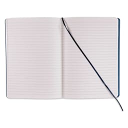 Fabriano EcoQua Plus Stitch-Bound Notebook - Navy, 5-4/5" x 8-1/4", Lined, open