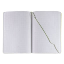 Fabriano EcoQua Plus Stitch-Bound Notebook - Lime, 5-4/5" x 8-1/4", Grid, open
