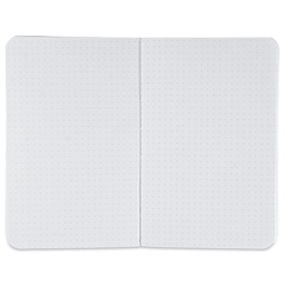 Fabriano Ecoqua Plus Fabric-Bound Notebook - Black, 3-1/2" x 5-1/2", Dot Grid, open