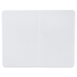Fabriano Ecoqua Plus Fabric-Bound Notebook - Navy, 3-1/2" x 5-1/2", Dot Grid, open