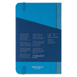 Fabriano Ecoqua Plus Fabric-Bound Notebook - Turquoise, 3-1/2" x 5-1/2", Dot Grid, back cover