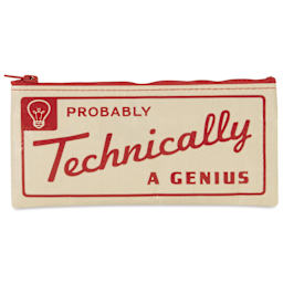 Blue Q Zipper Pencil Pouch - Probably Technically a Genius, 8-1/2" x 4-1/4"