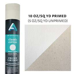 Art Alternatives Canvas Roll - 62 in x 6 yds, 10 oz showing primed and unprimed comparison